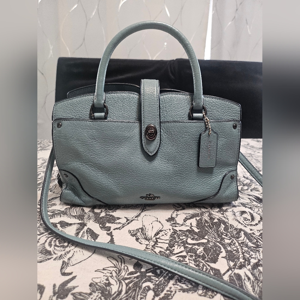 Coach Mercer 24 Light Cloud Blue Crossbody Satchel Purse